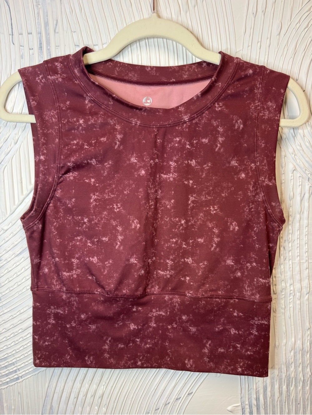 Women's Burgundy Tie-Dye Sleeveless Crop Top
